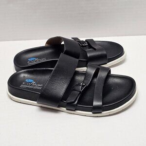 Aqua College Waterproof Black Slides Sandals Straps Leather B3504 Womens 7.5